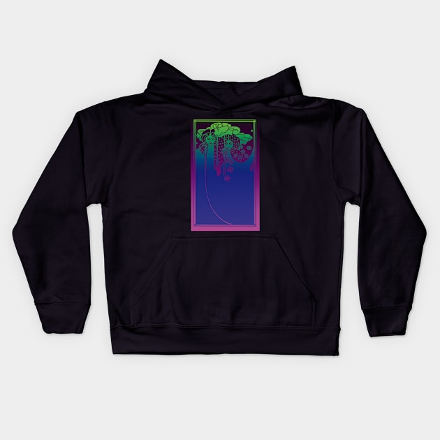 Art Nouveau Ladies (blue on purple) Kids Hoodie by Soth Studio